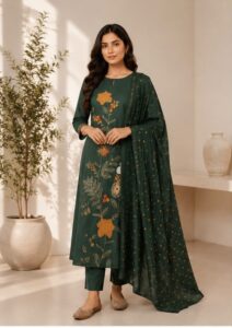 Bottle Green Floral Vine Suit
